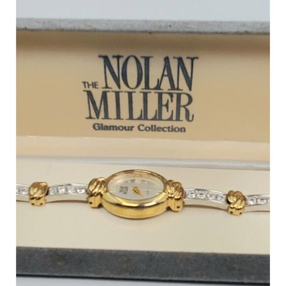 Vintage Nolan Miller Glamour Collection Two-Tone Rhinestone Watch –Needs Battery - Picture 1 of 9